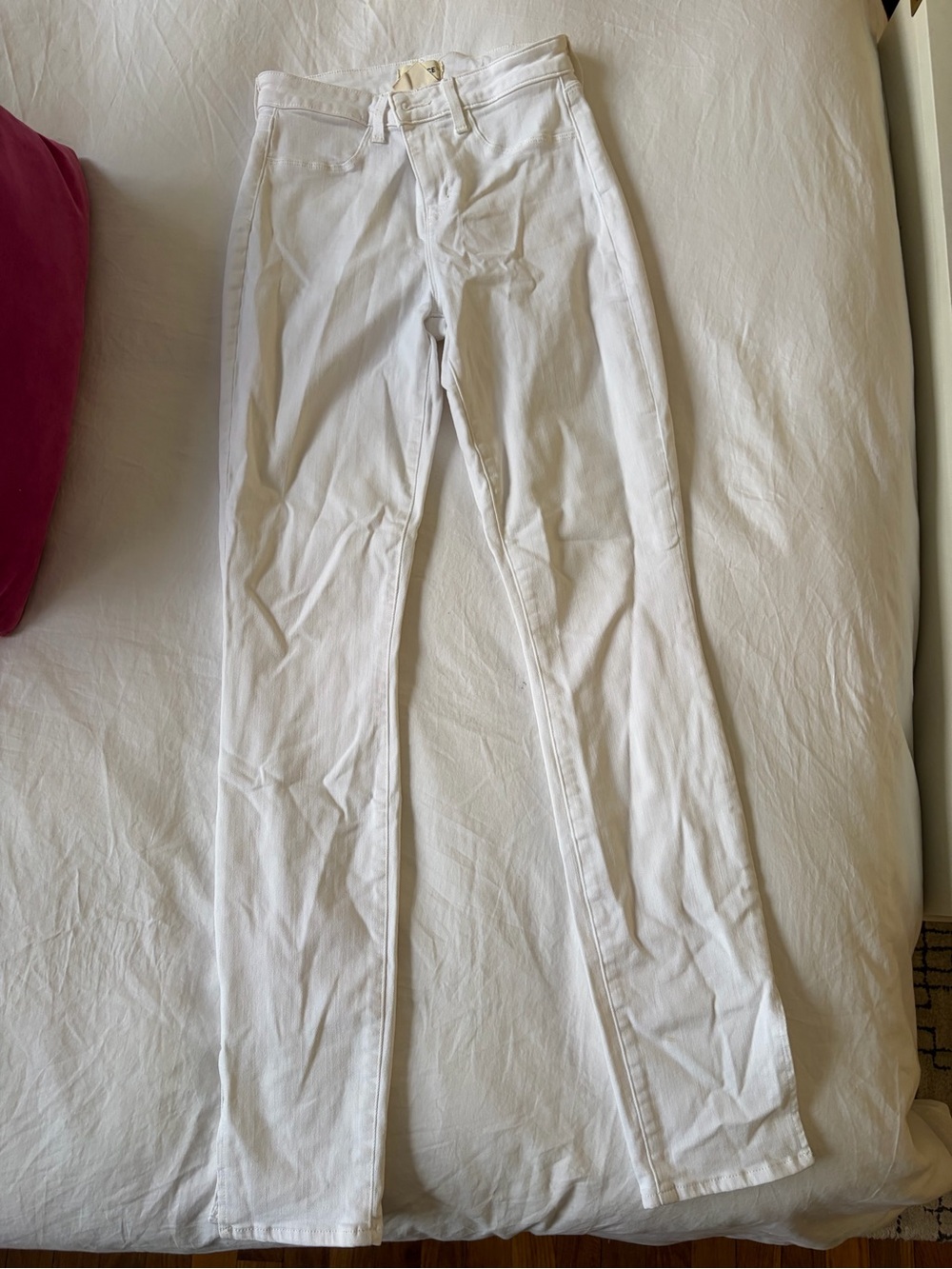 L'AGENCE White Denim Jeans with Branded Waist Label